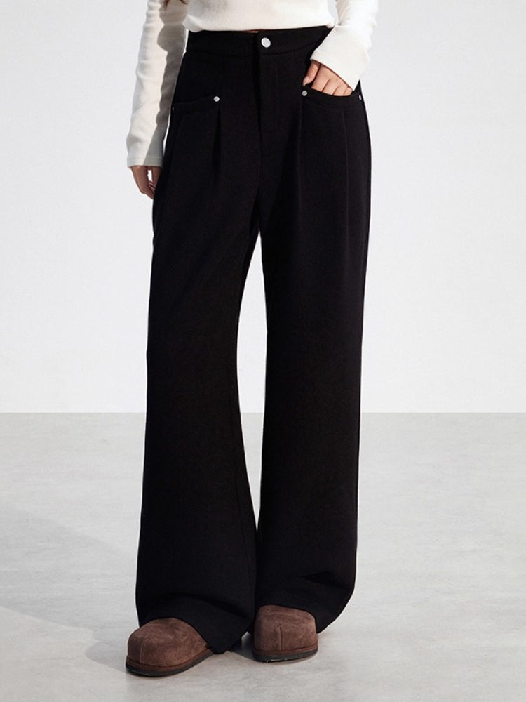Chenille Fleece Wide-Leg Pants