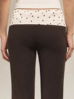 Contrast Polka Waist Flare Pants