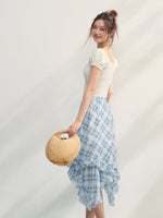 White Square Neck Embroidered Puff Sleeve Shirt