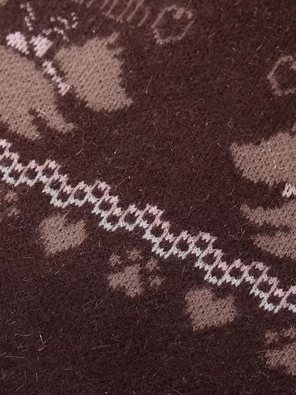 Fair Isle Collar Knit Cardigan