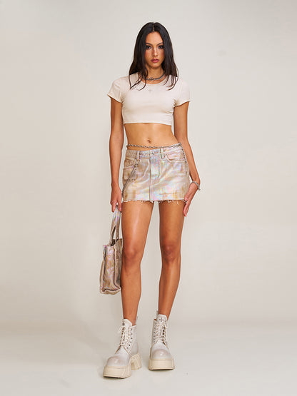 Vintage Storm Fade Dye Silk Gym Short Tee Fading Desert