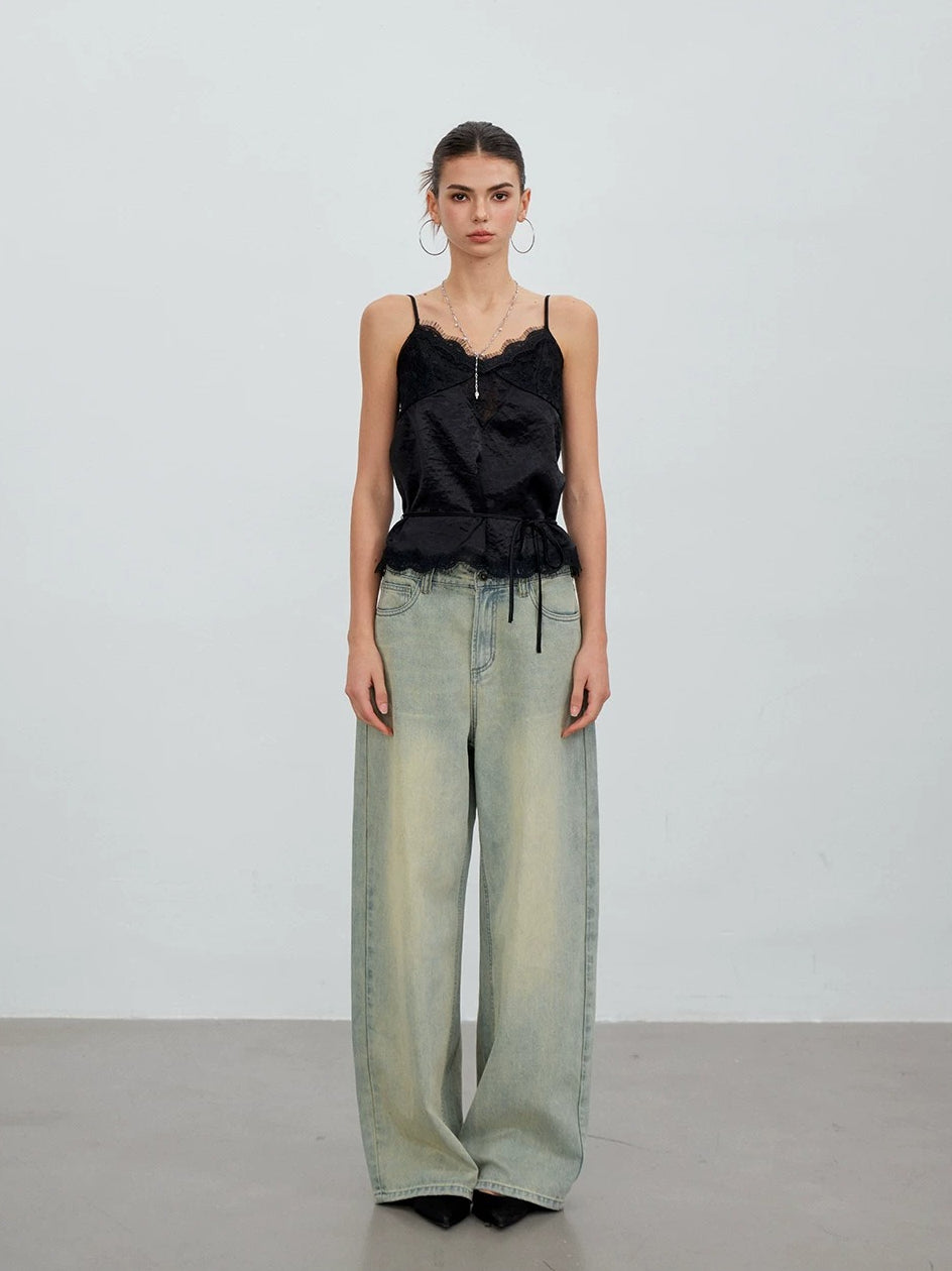 Lace Panel Satin Camisole