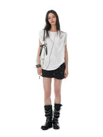 Textured Cotton Sleeveless T-Shirt