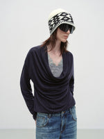 Lace Panel Drape Neck Top