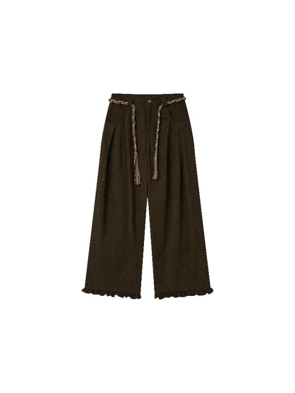 Leopard Pocket Pleated Wide-Leg Pants