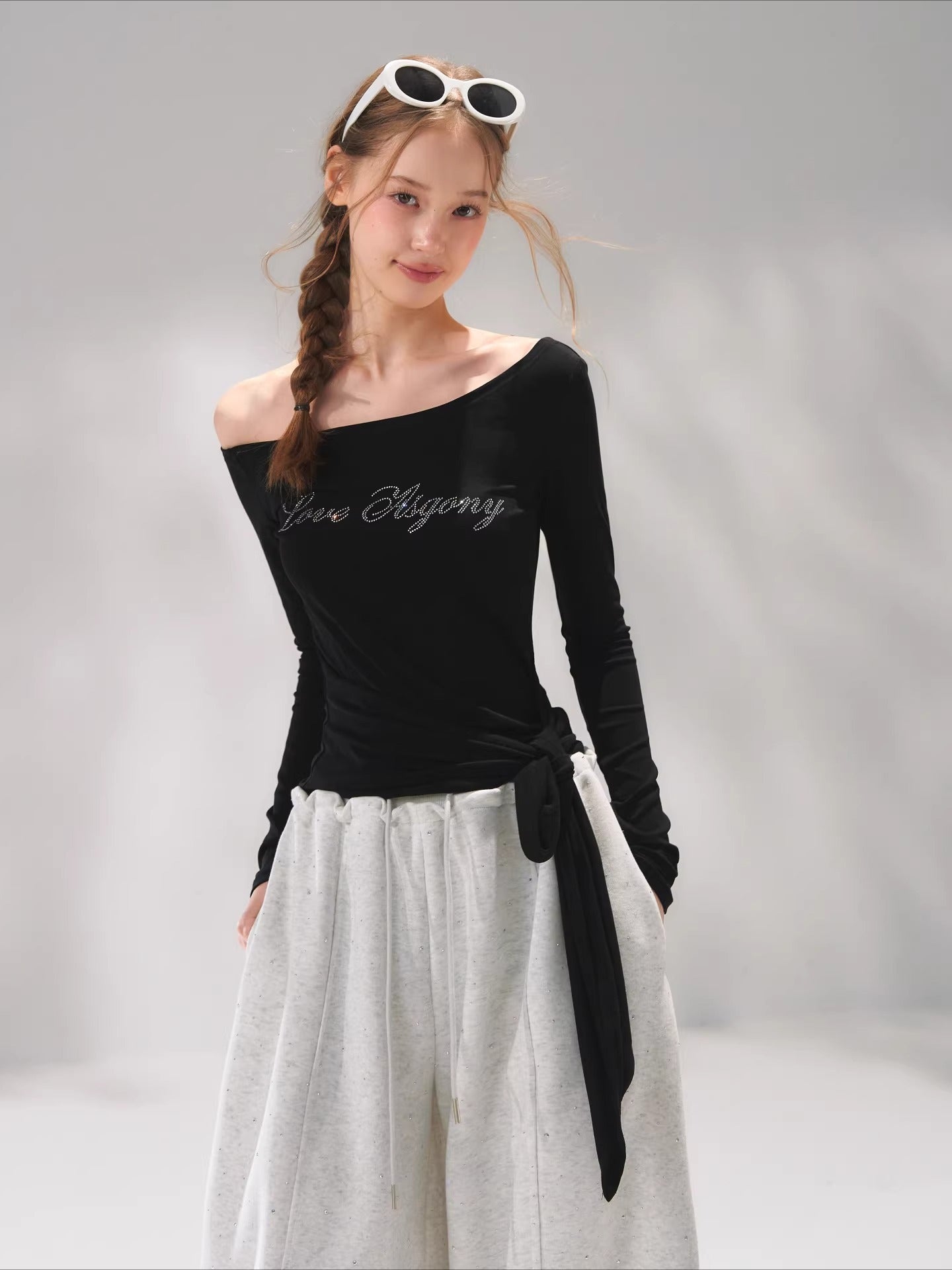 Crystal One Shoulder Tie Top