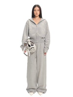 Gradient Rhinestone Cotton Knit Wide-Leg Pants