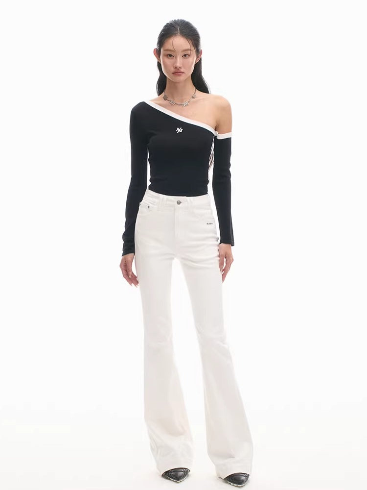 +5CM N1 Washed Skinny Bootcut Jeans
