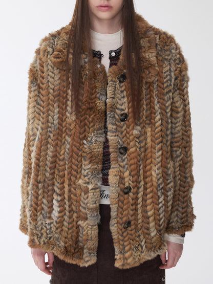 Rabbit Fur Woven Shirt Coat