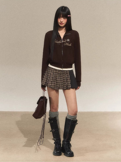 Vintage Letter Zip Sweatshirt