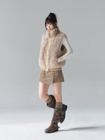 Vintage Ruffle Trim Patchwork Vest