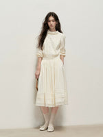 Lace Mock Neck Skirt Set