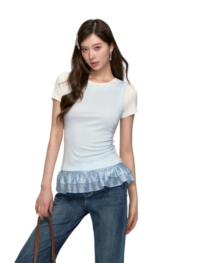 Two-piece Ruffled Bottoming Top