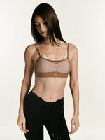 Mesh Cutout Layered Triangle Bra