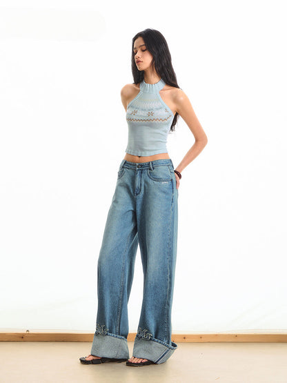 Fair Isle High-Waist Backless Top