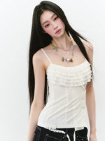 Multi-layer Neckline Waist-cinching Sling Vest