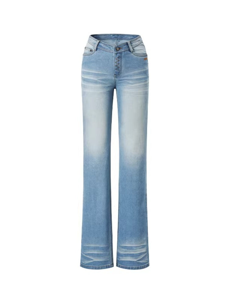 +5CM N5 Wave Washed Straight Jeans