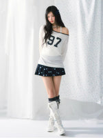 Numeric Print One-Shoulder Tee