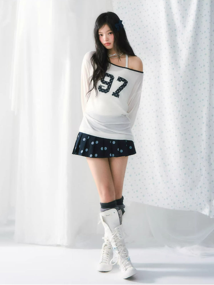 Numeric Print One-Shoulder Tee