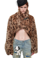Leopard Faux Fur Crop Coat