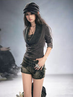 Punk Cross Rivet Knit Top