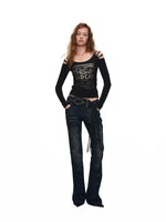 Vintage Rust Dyed Flared Jeans