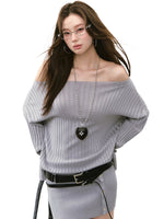 Off-Shoulder Slant Shoulder Button Dress