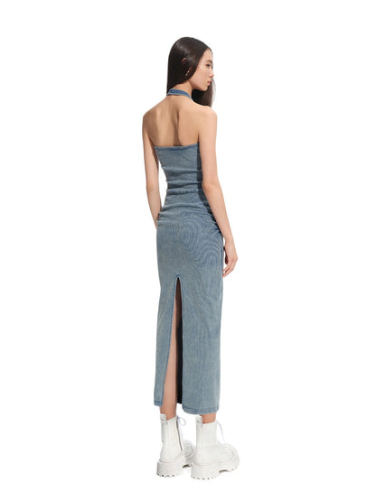 Volcano Draped Halter Maxi Dress