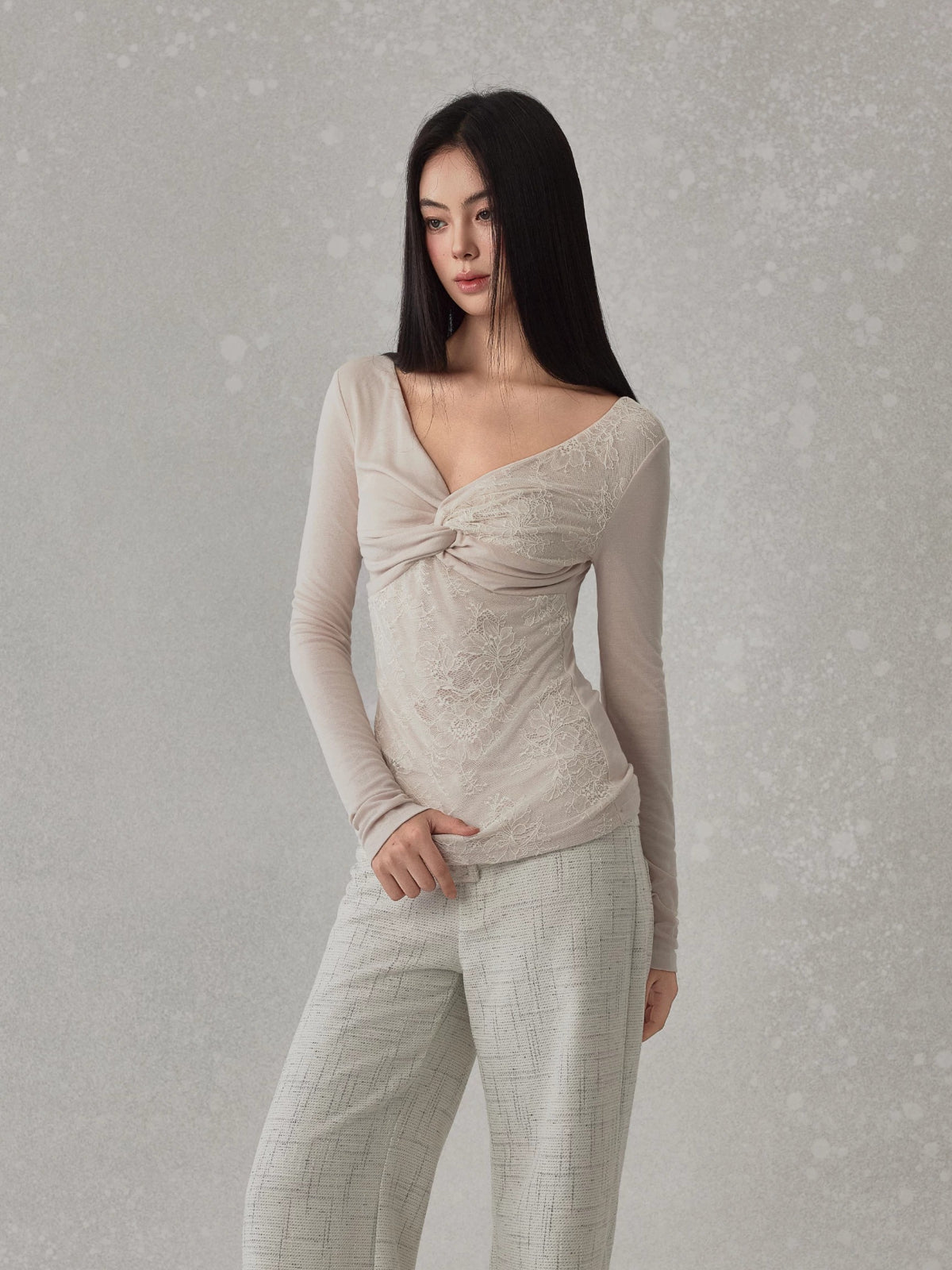 Lace Twist Long Sleeve Top