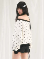 Star Print Off-Shoulder Sweatshirt