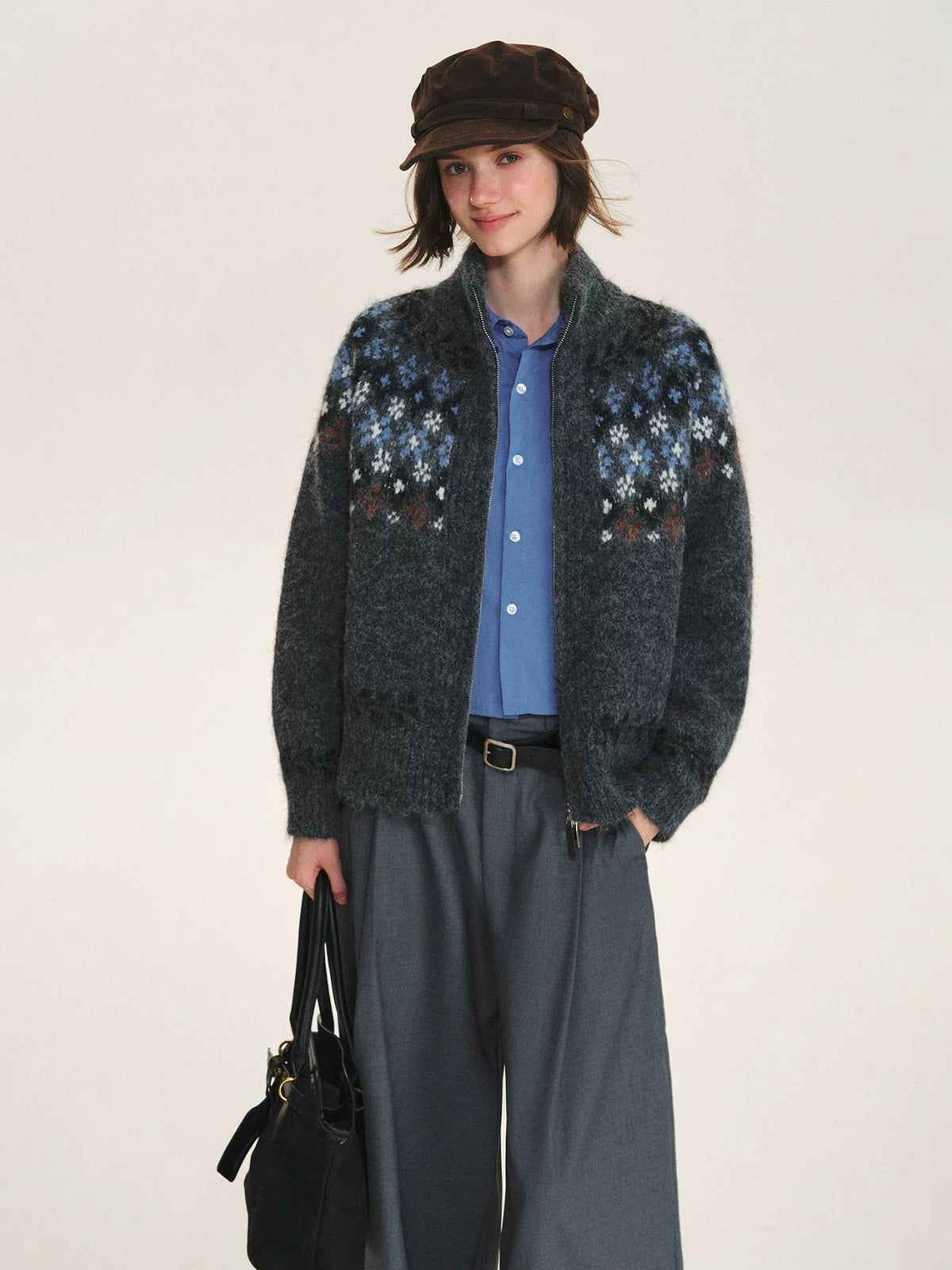 Vintage Fair Isle Zip Cardigan