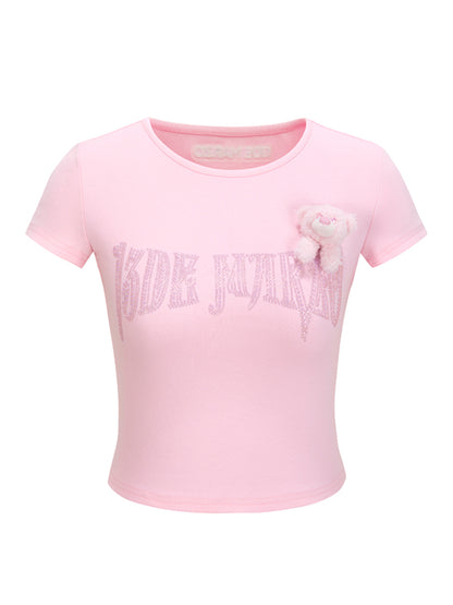 Rhinestone-like Slim Sweet-Spicy Cotton T-shirt