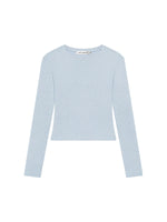 Ribbed Cotton Blend Cropped T-Shirt