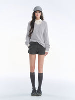 Seamless V Neck Silk Wool Sweater