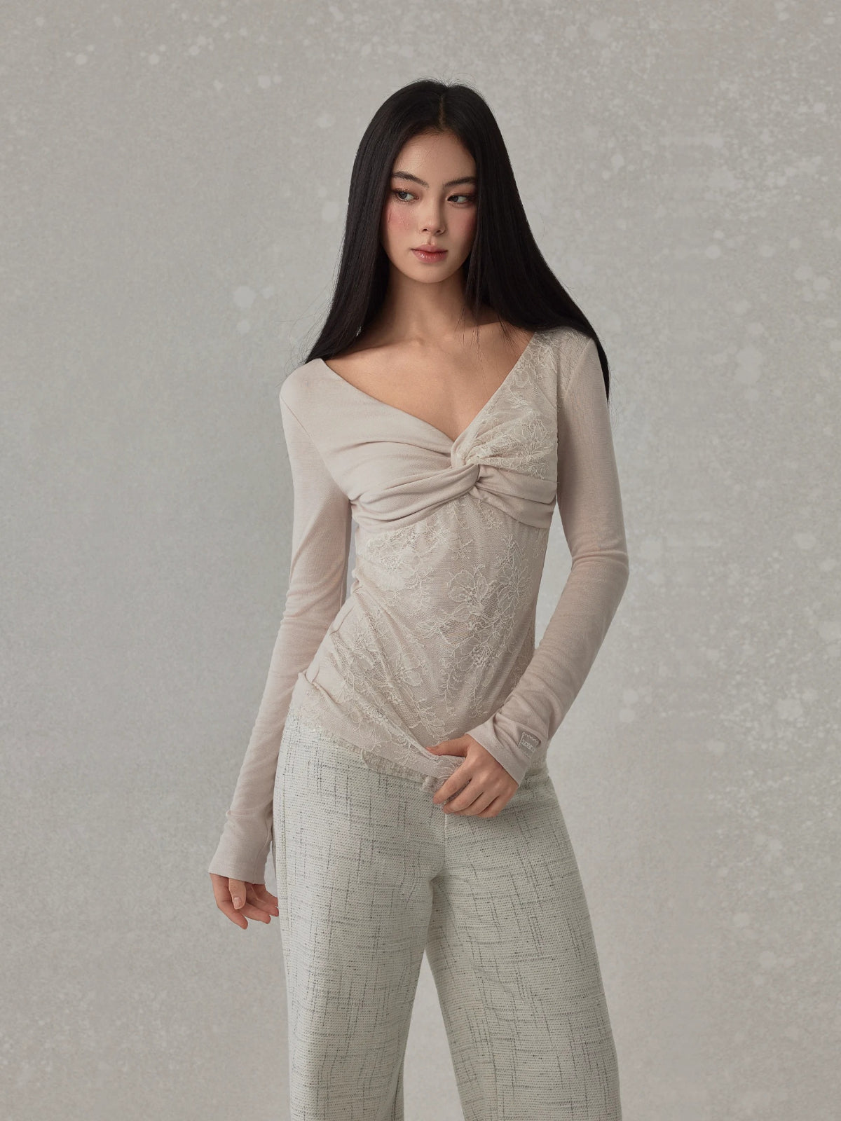 Lace Twist Long Sleeve Top
