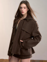 Knit-Panel High-Neck Padded Jacket
