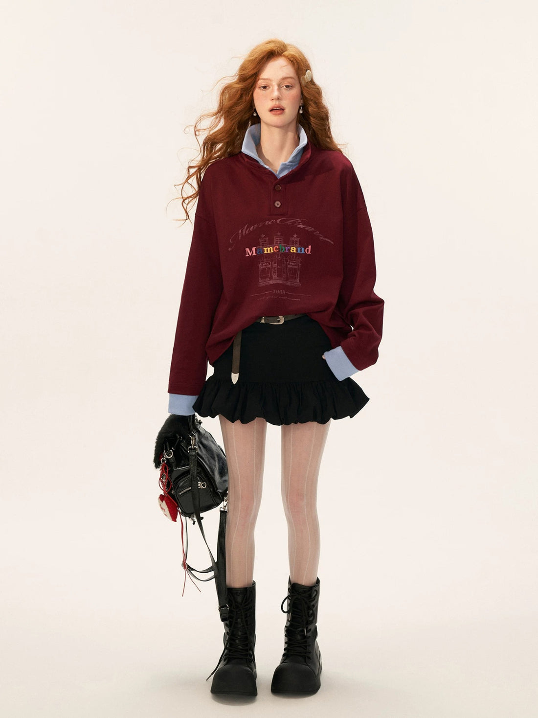 Polo Collar Oversized Sweatshirt