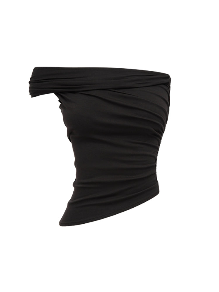 Irregular Multi-Wear Ruched Acetate T-Shirt
