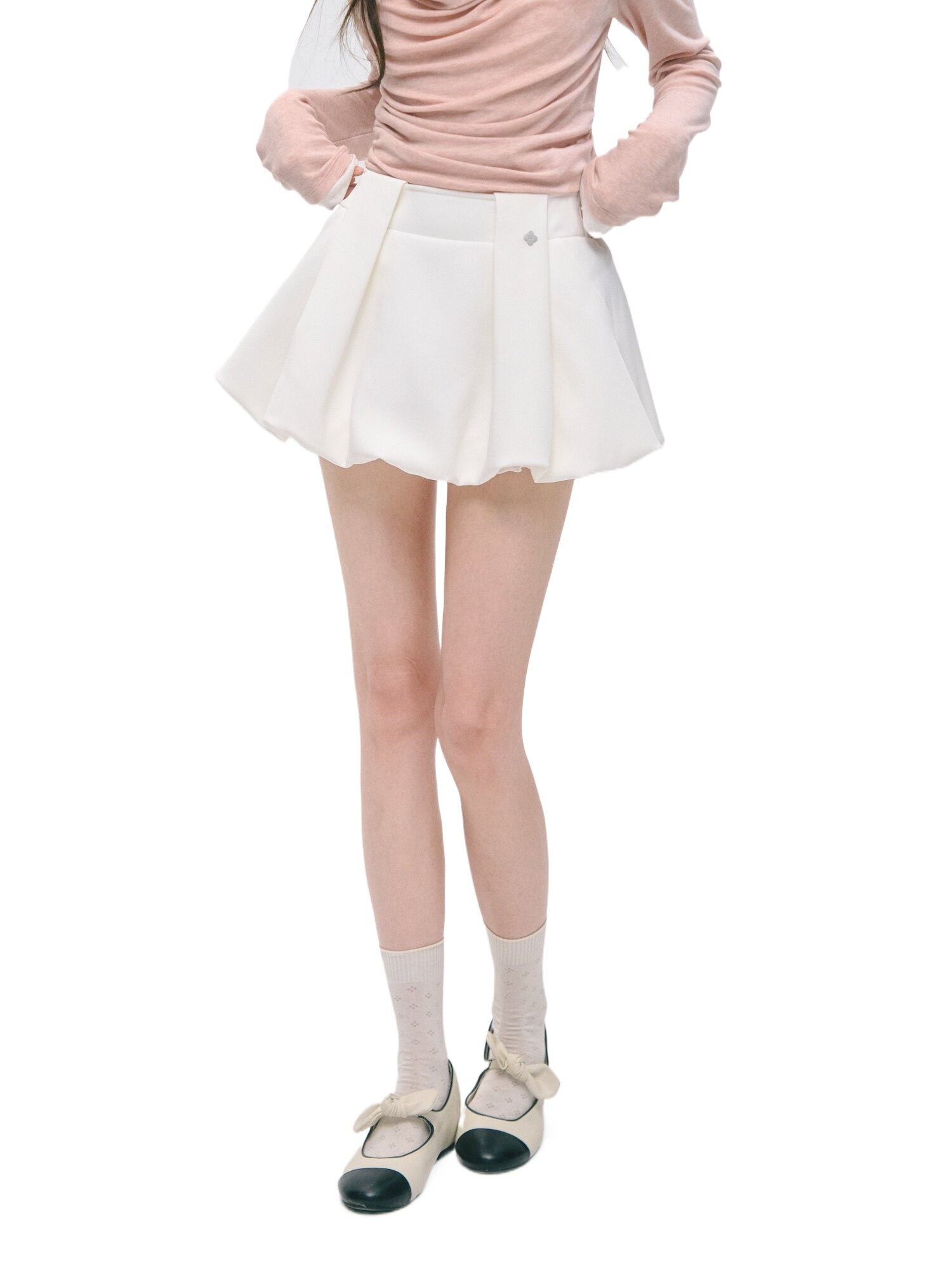 Pleated Bubble Mini Skirt