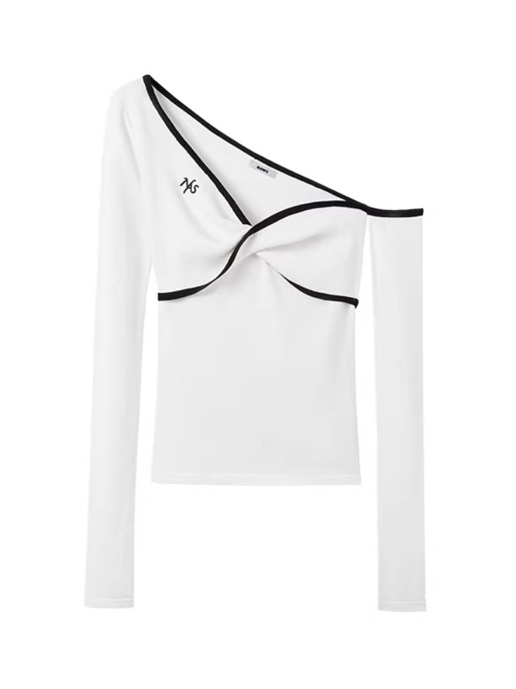 Sculptural Twist Asymmetric Knit Top