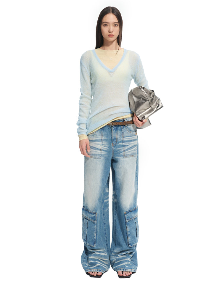 Alpaca Irregular Thin Long-sleeve Top