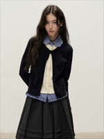 Plaid Collar Layered Knit Top