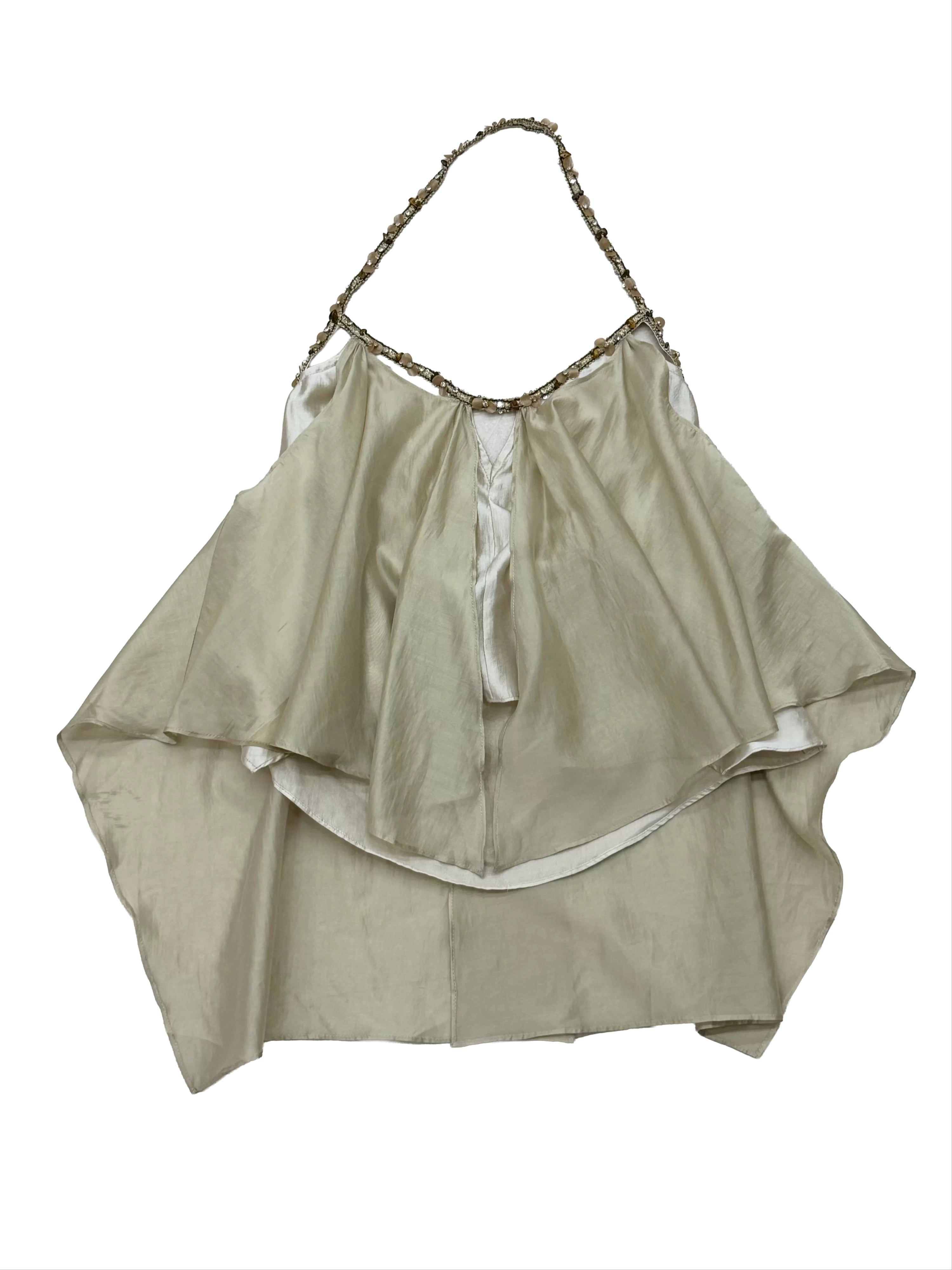 Beaded Flowy Double-Layer Top