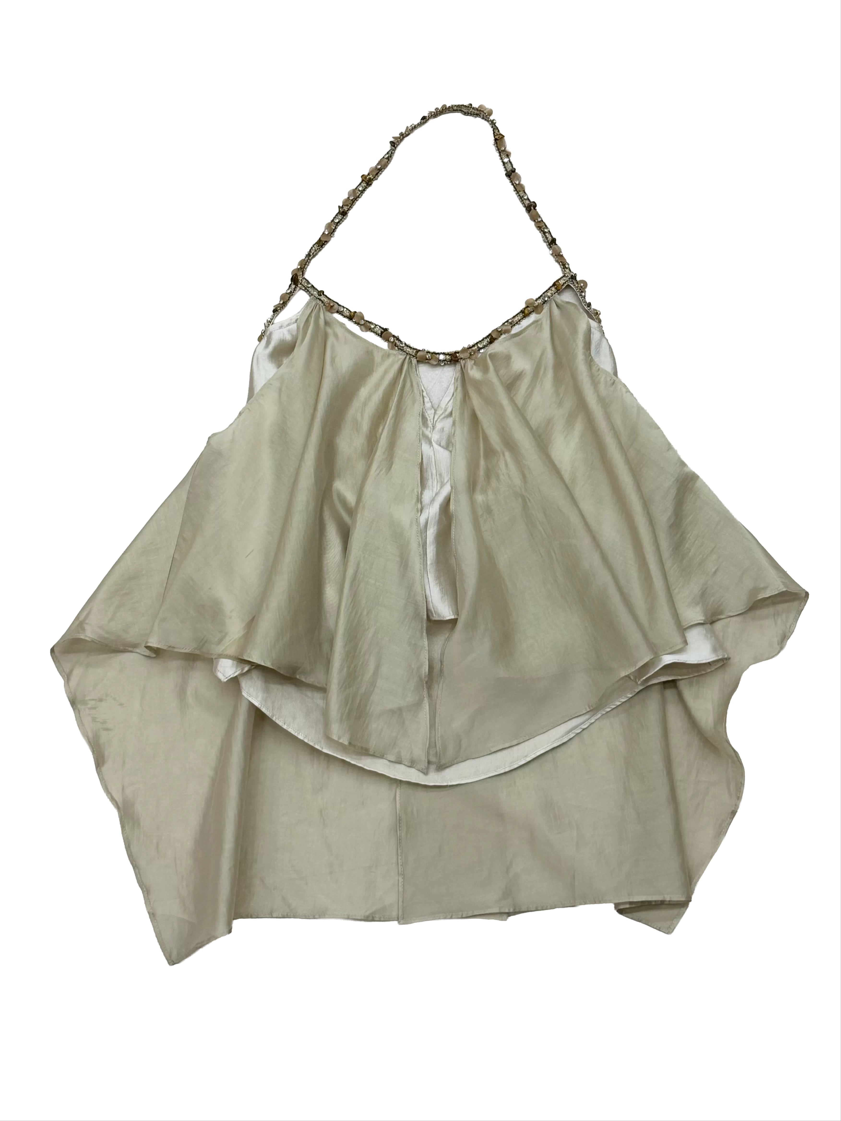 Beaded Flowy Double-Layer Top