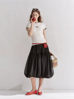 Bubble Hem Midi Skirt