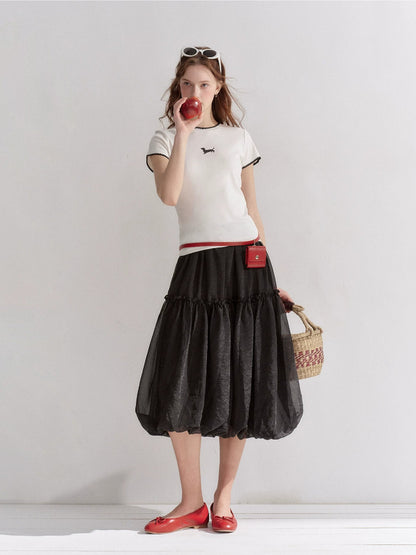 Bubble Hem Midi Skirt