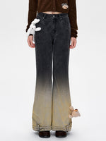 Blue & Black Gradient Flared Jeans