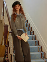 Bow Appliqué Round-Neck Knit Cardigan