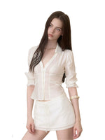 Puff Sleeve Skirt Set