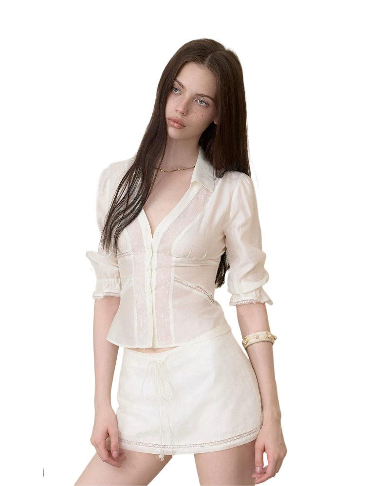Puff Sleeve Skirt Set
